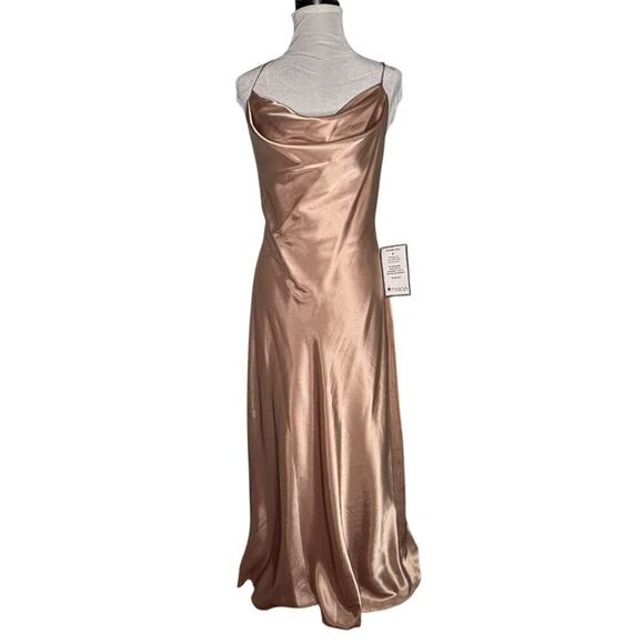 Morgan & Co. Spaghetti Strap Drape Front Long Dress Champange Taupe Size XL - Picture 1 of 9